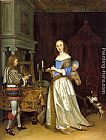 Gerard Ter Borch Canvas Paintings - A Lady at her toilette
